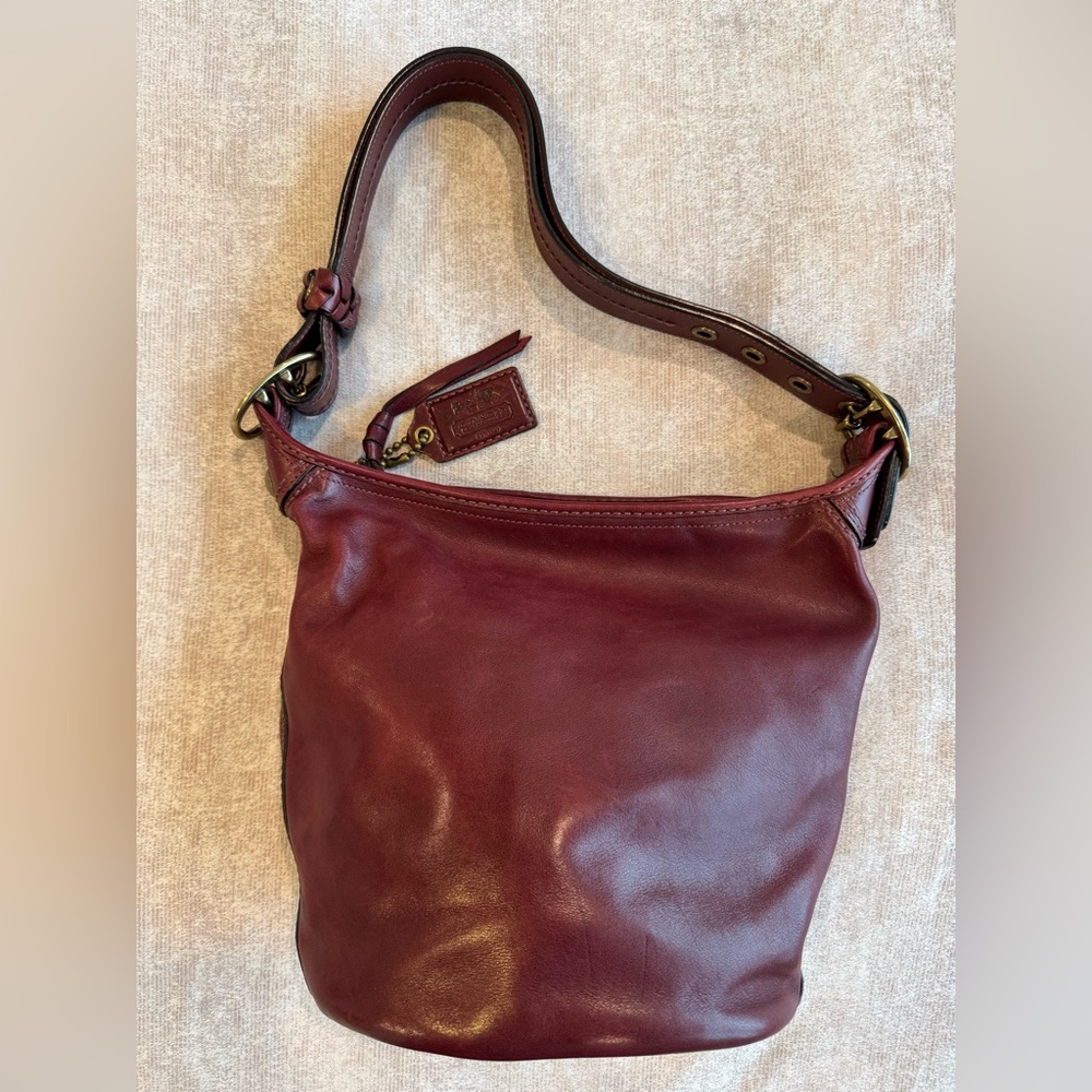 Coach Bleecker Tattersall Leather Bucket Bag